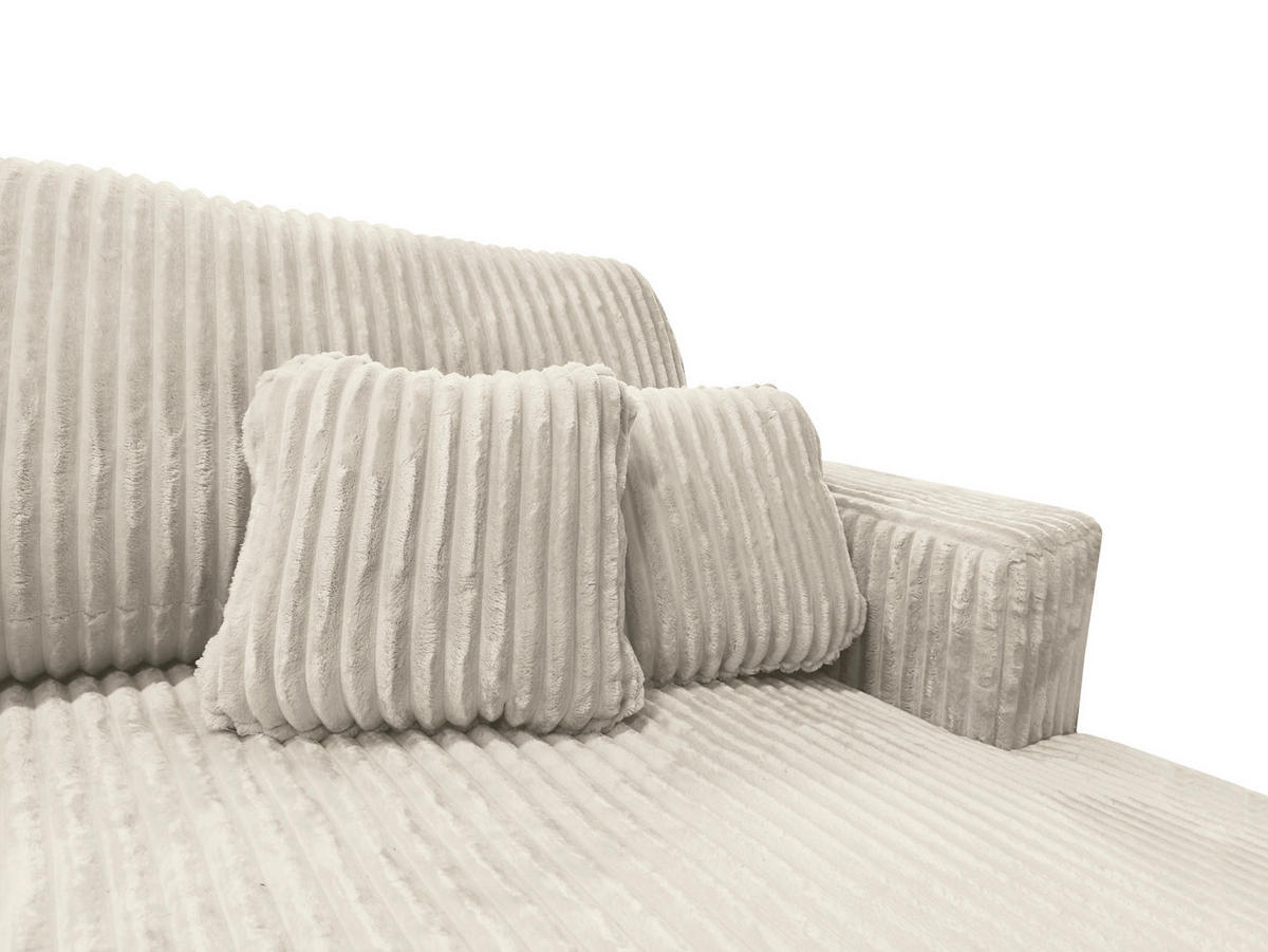 ECKSOFA Luna L rechts Ecru aus Cord - Ecru, Textil (271/195cm) - KS Home Concept