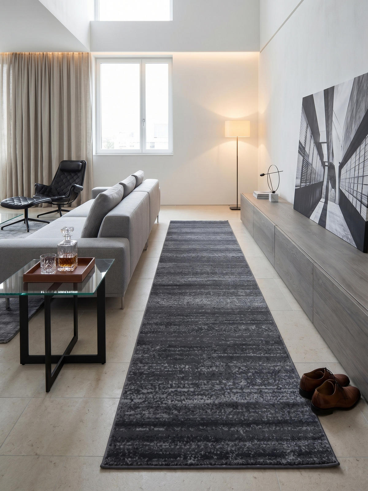 KURZFLORTEPPICH INN, einfarbig, Grau, 80 x 300 cm - Grau, Textil (80/300cm) - KADIMA DESIGN