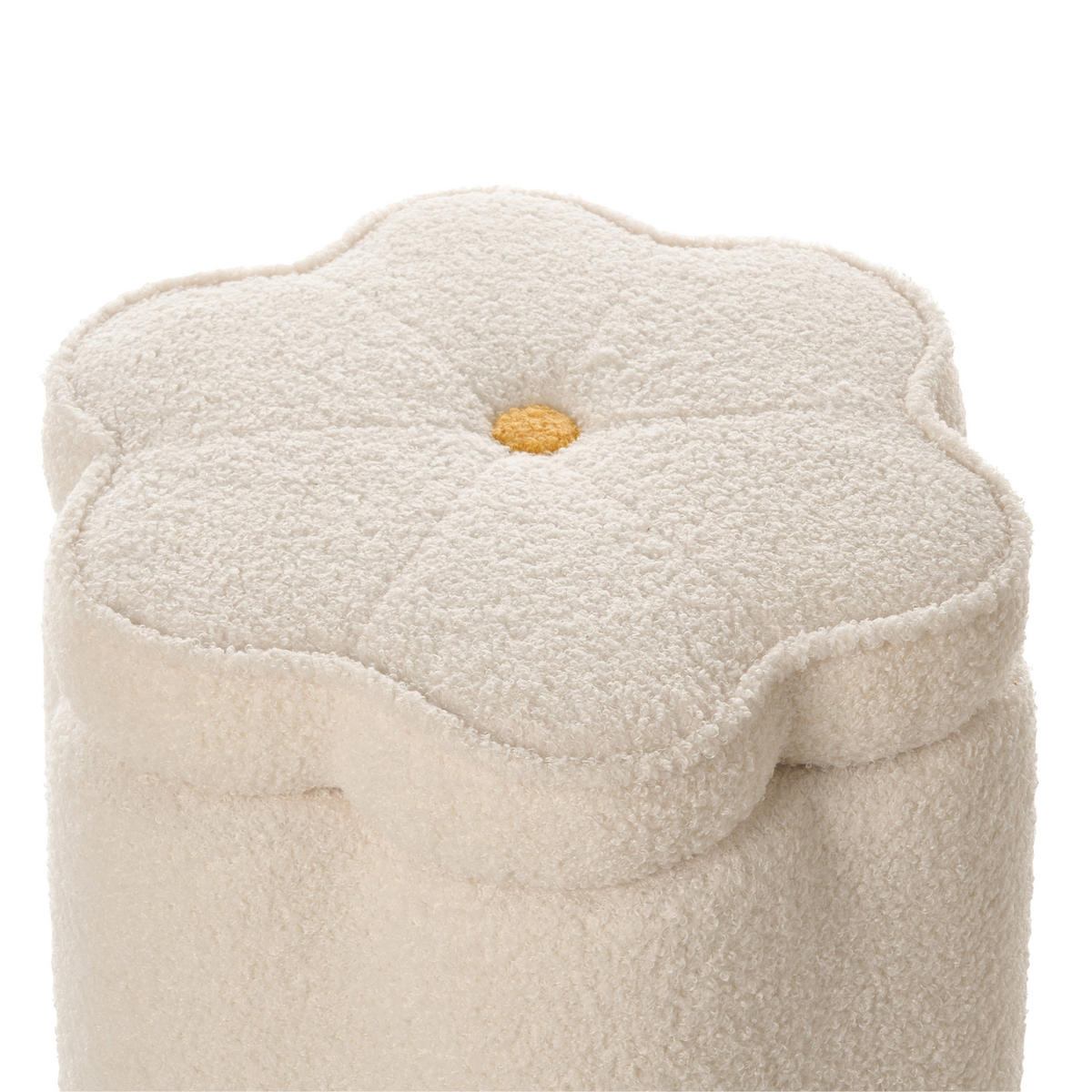 POUF mit Stauraum Bouclé Cremeweiß Blume Flower - Gelb/Creme, Textil (40/38/40cm) - Beliani