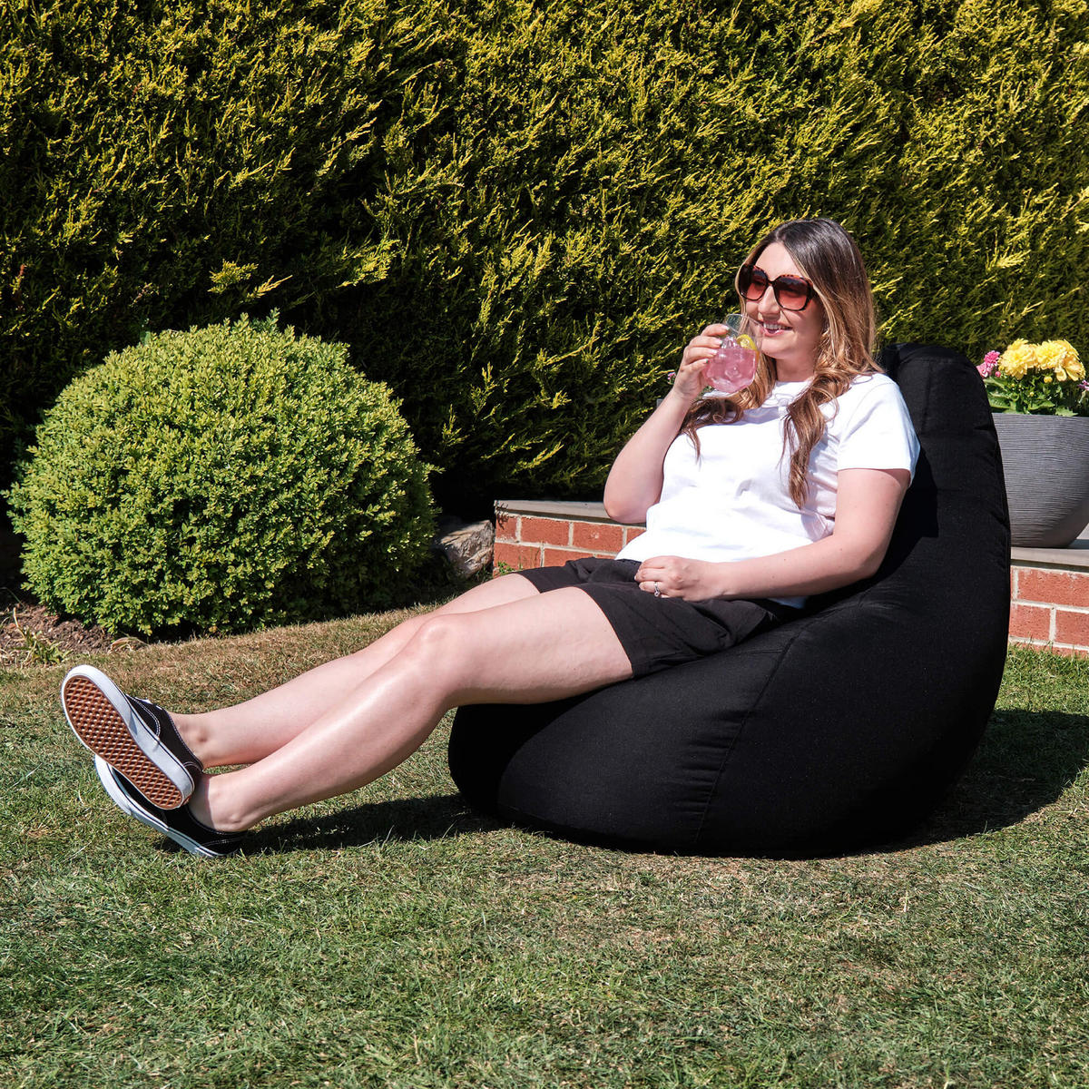 OUTDOORSITZSACK Liegestuhl - Schwarz, Kunststoff (90/73/84cm) - Veeva