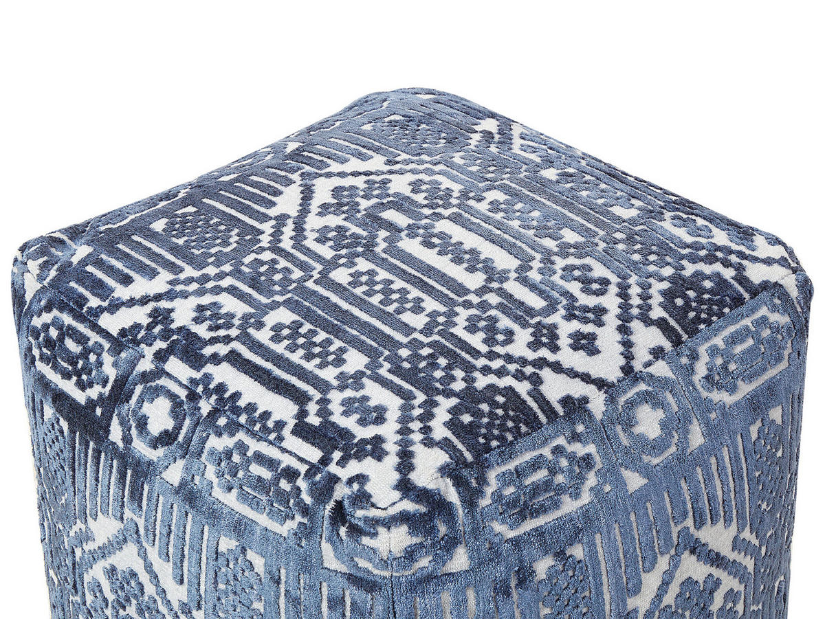 POUF Sanawan 45/45/45 cm - Blau, Naturmaterialien/Textil (45/45/45cm) - Beliani