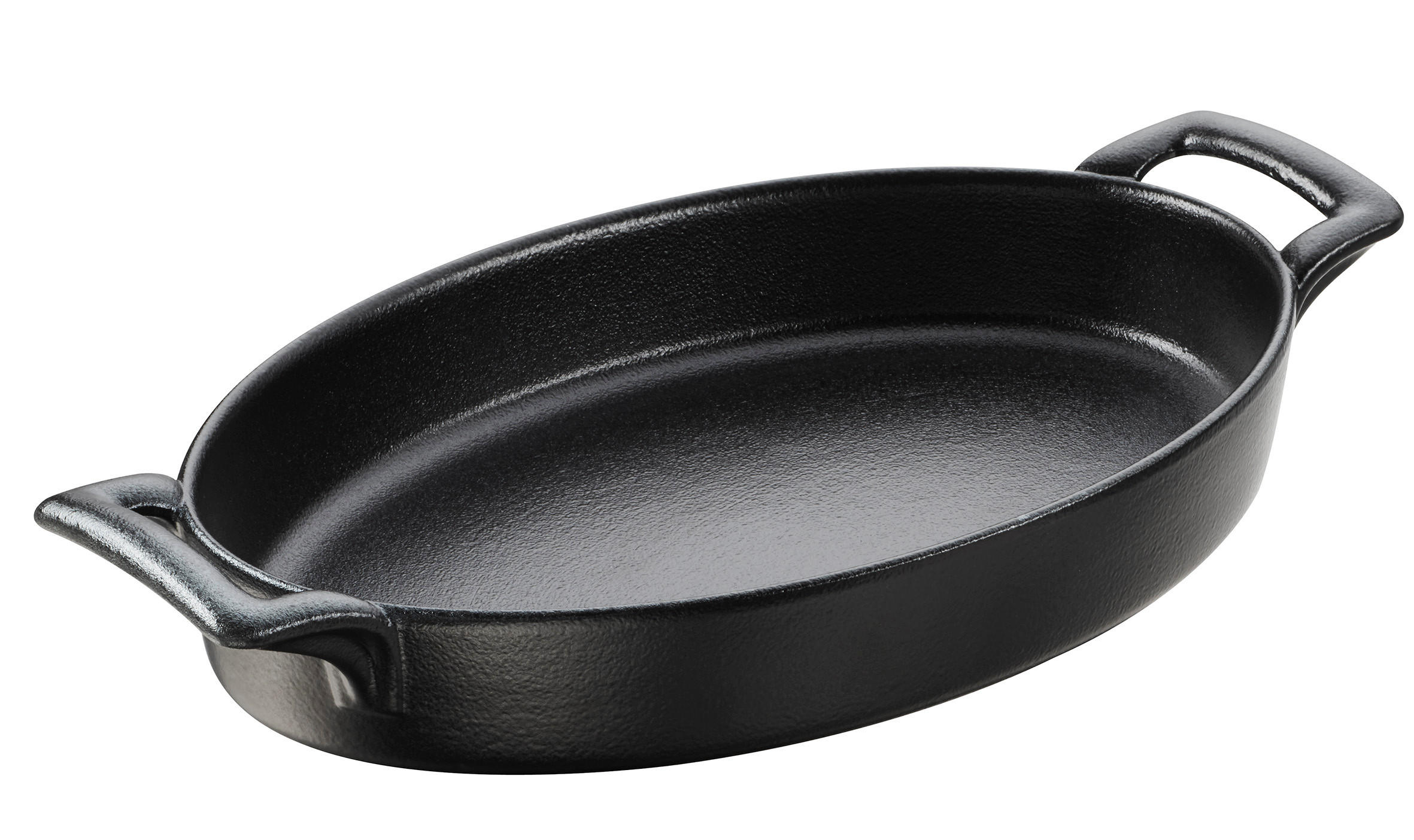 AUFLAUFFORM 70 cl OVAL MIT GRIFFEN Gusseisenoptik - Schwarz, Keramik (24/17.5/4cm) - Revol Porcelaine France