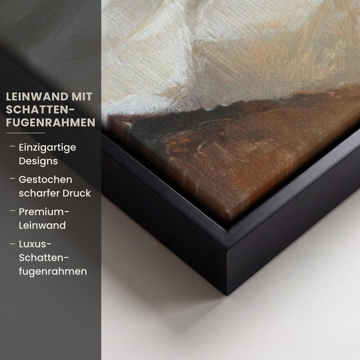 LEINWAND Bilder mit Rahmen - Töpfe - Kräuter - Holz - 90x90 - Terracotta, Textil (90/90cm) - MuchoWow