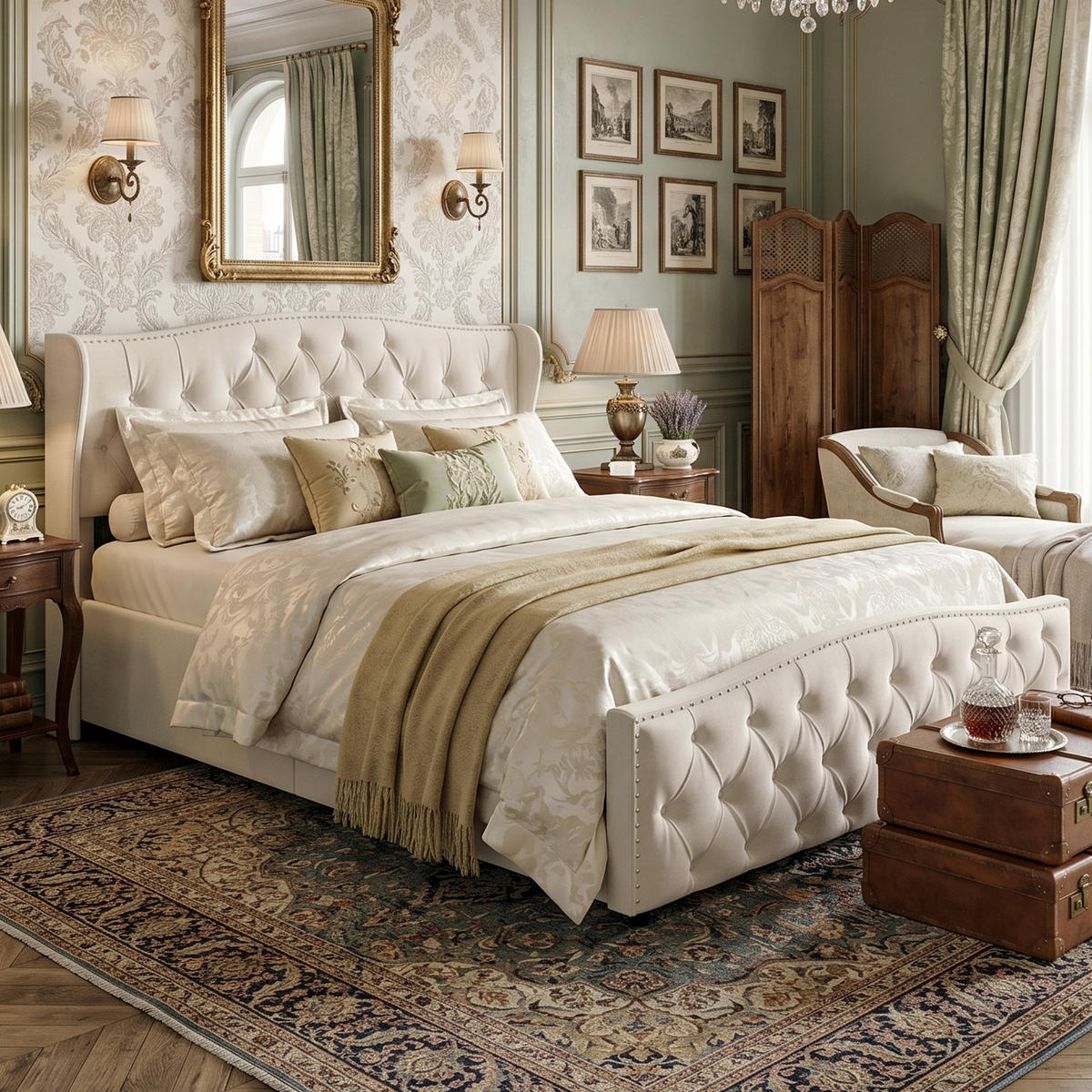 POLSTERBETT Wave-Design 160/200 cm mit Bettkasten & Nietendekor Samtstoff Beige - Beige, Textil (160/200cm) - Creahappy