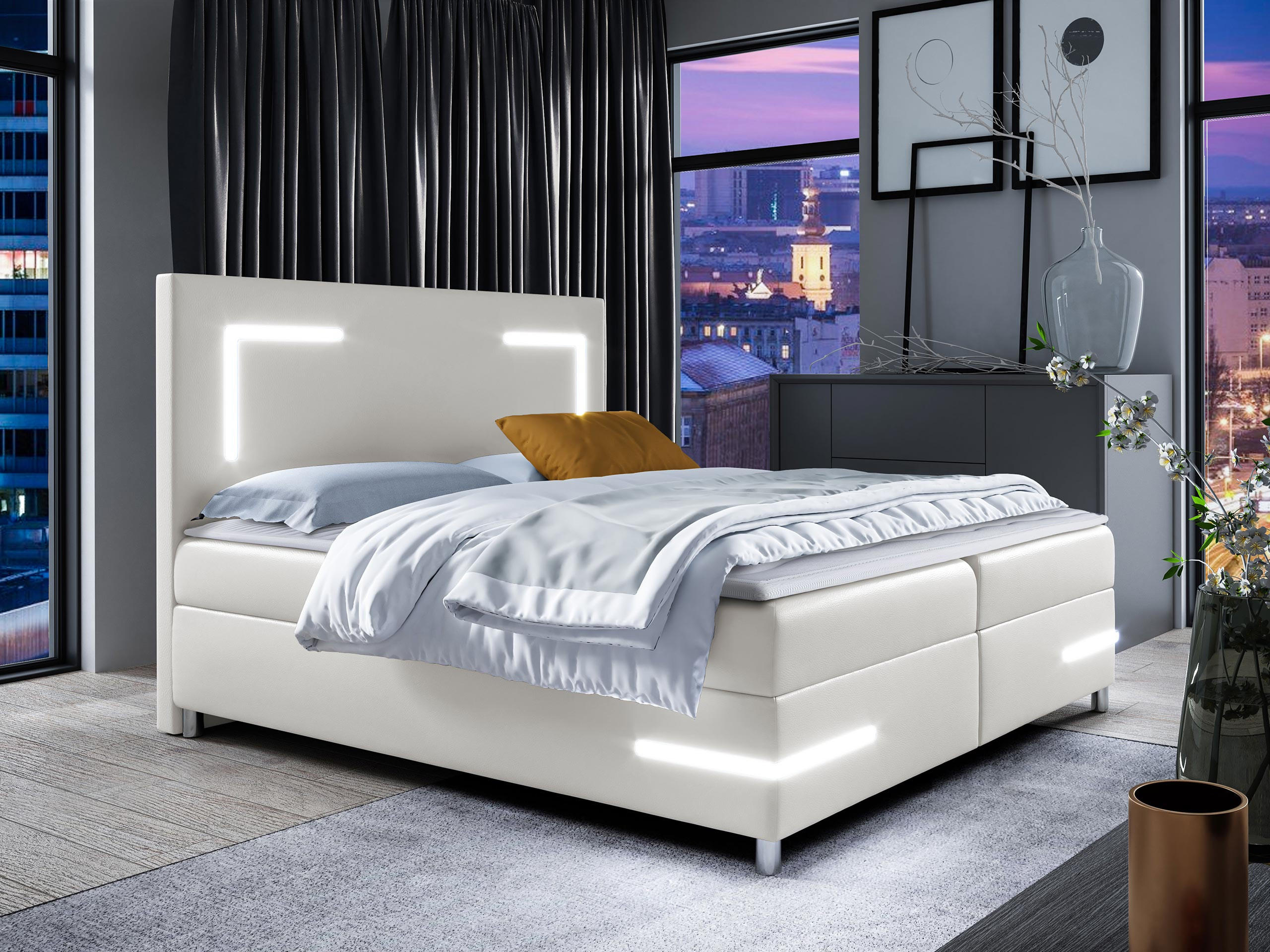 BOXBETT Delos LED - Weiß, Holz (120/200cm) - MIRJAN24