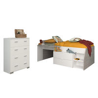 JUGENDZIMMER Milky 16 in Weiß und Grey Loft 2 teilig - Weiß, Holzwerkstoff (120/200/80cm)