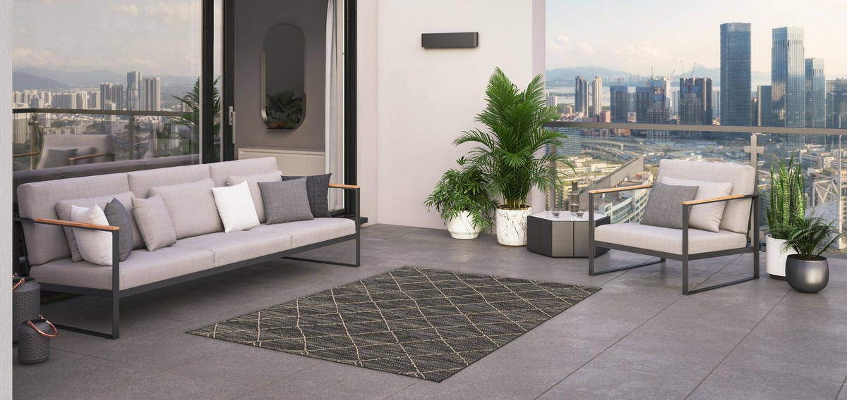 TEPPICH für innen und außen pflegeleicht, schwarz Schwarz - Schwarz, Textil (160/230cm) - AFK Living