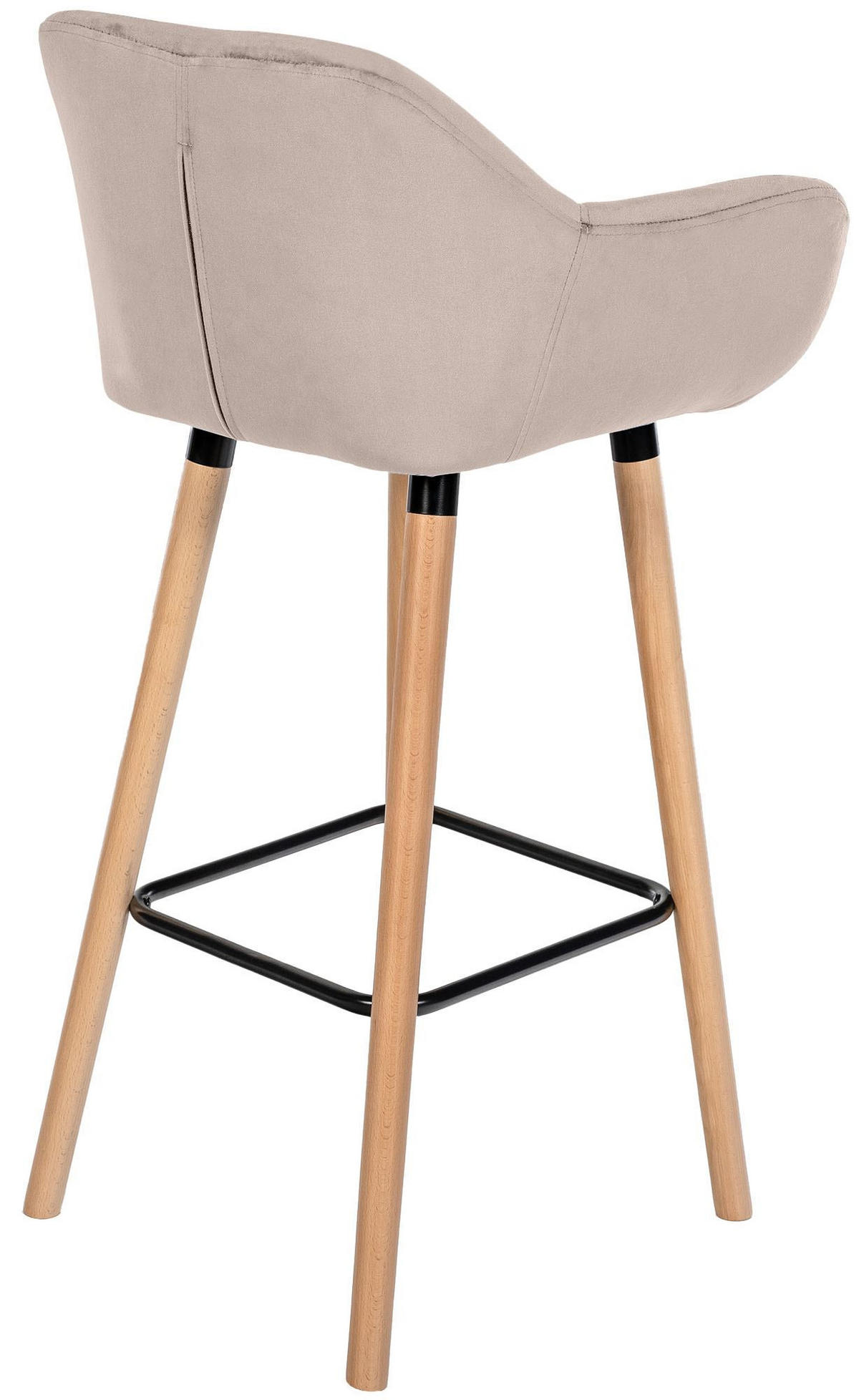 BARHOCKER Samt creme - Eukalyptusholzfarben/Creme, Holz/Textil (51/101/50cm) - CLP
