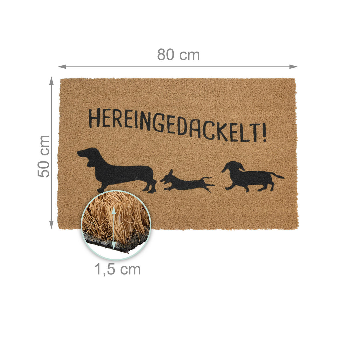 FUSSMATTE - Hellbraun, Kunststoff/Textil (80/50cm) - Relaxdays