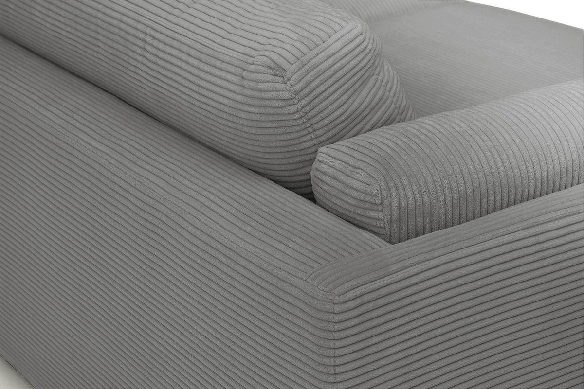 BIG SOFA RAINA Grau Cord - Schwarz/Grau, Kunststoff/Textil (254/85/150cm) - KAWOLA