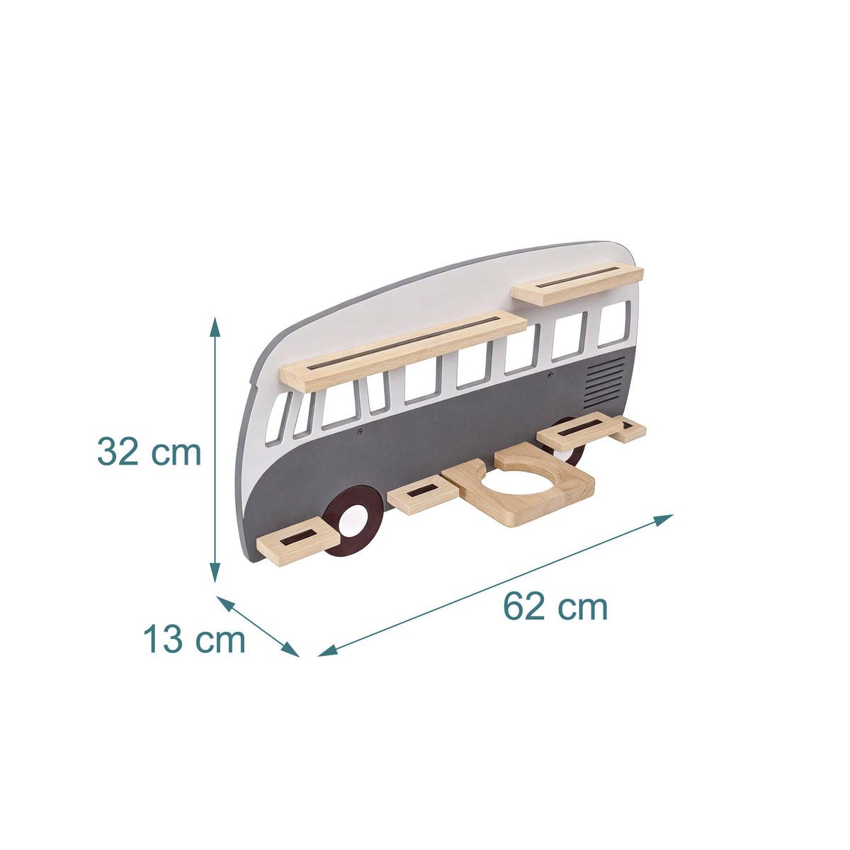 TONIEBOX-REGÁL - sivá, drevo (62/32/13cm) - Relaxdays