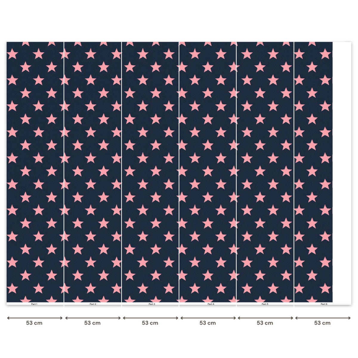 KINDERTAPETE - Muster - Sterne - Rosa - 300x240 cm - Anthrazit, Papier (300/240cm) - OnlyWow