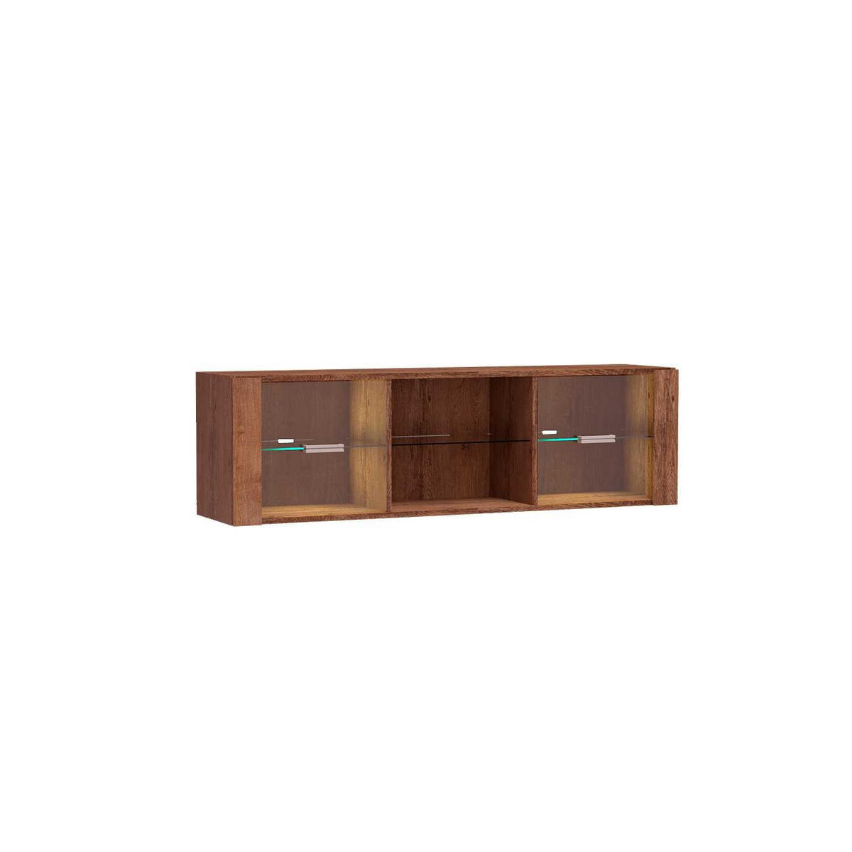 WANDREGAL Indianapolis I-21 mit Glastür 138 x 40 x 30 cm Esche hell - Braun, Holzwerkstoff/Metall (138/40/30cm) - Koseto