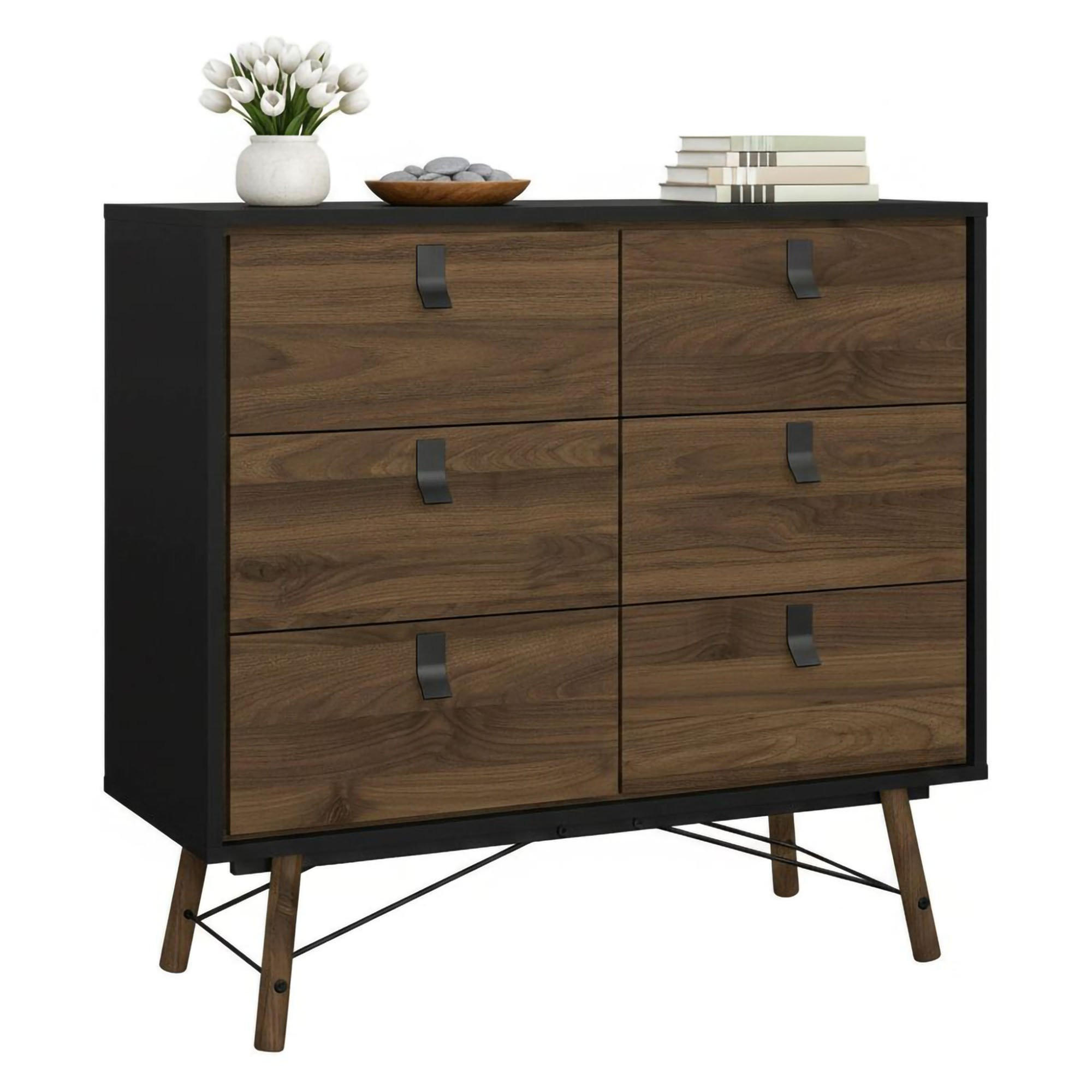 KOMMODE Schwarz, Nussbaum 40.1/101.8/94.8 cm - Schwarz, Holzwerkstoff (102/95/40cm) - DMORA