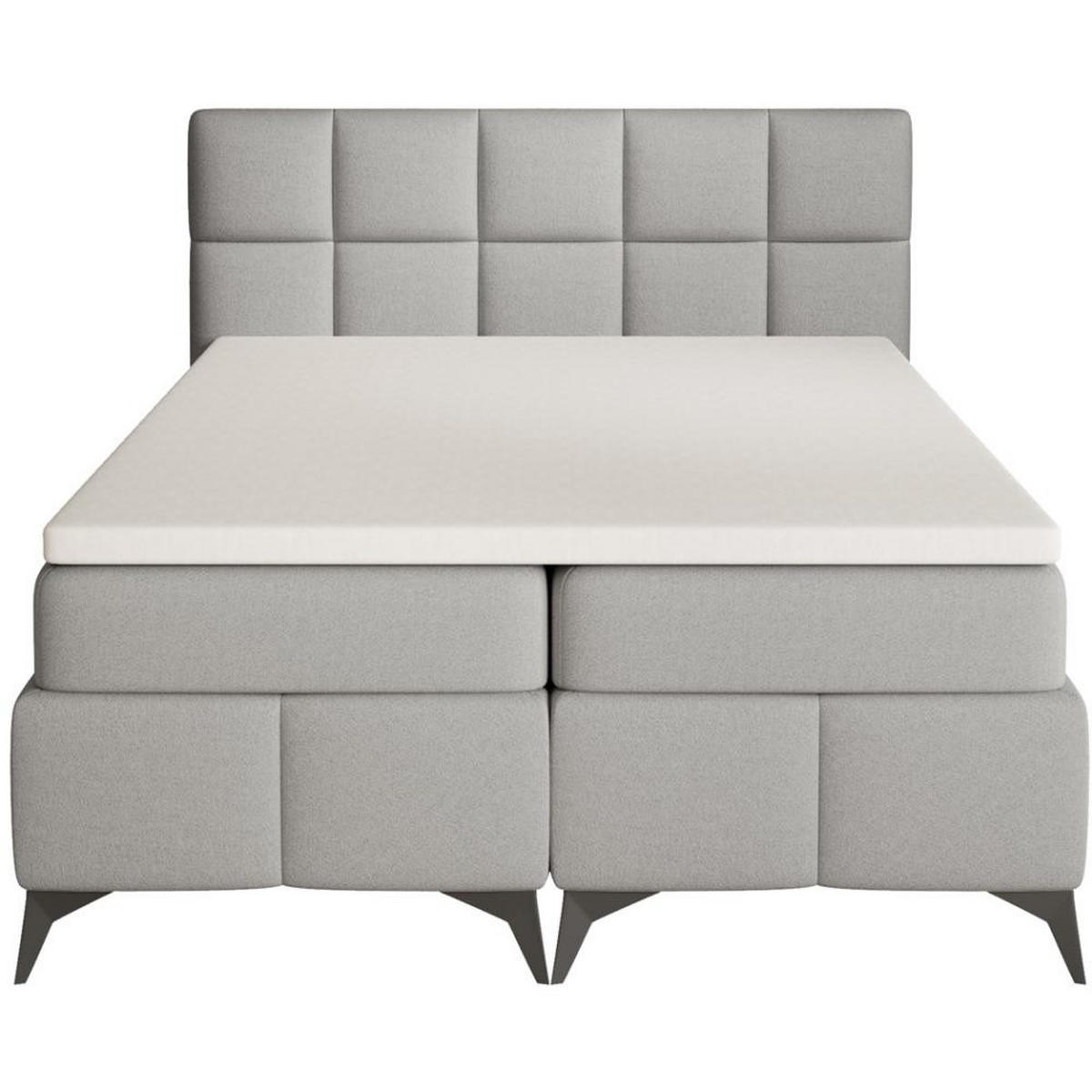 BOXBETT Solido mit Bettkasten 140x200 cm hellgrau - Hellgrau/Schwarz, Textil/Metall (140/200cm) - Beautysofa