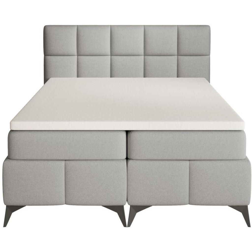 Thumbnail - Beautysofa Boxbett, Hellgrau, Textil, 140x200 cm, Schlafzimmer, Betten, Boxspringbetten