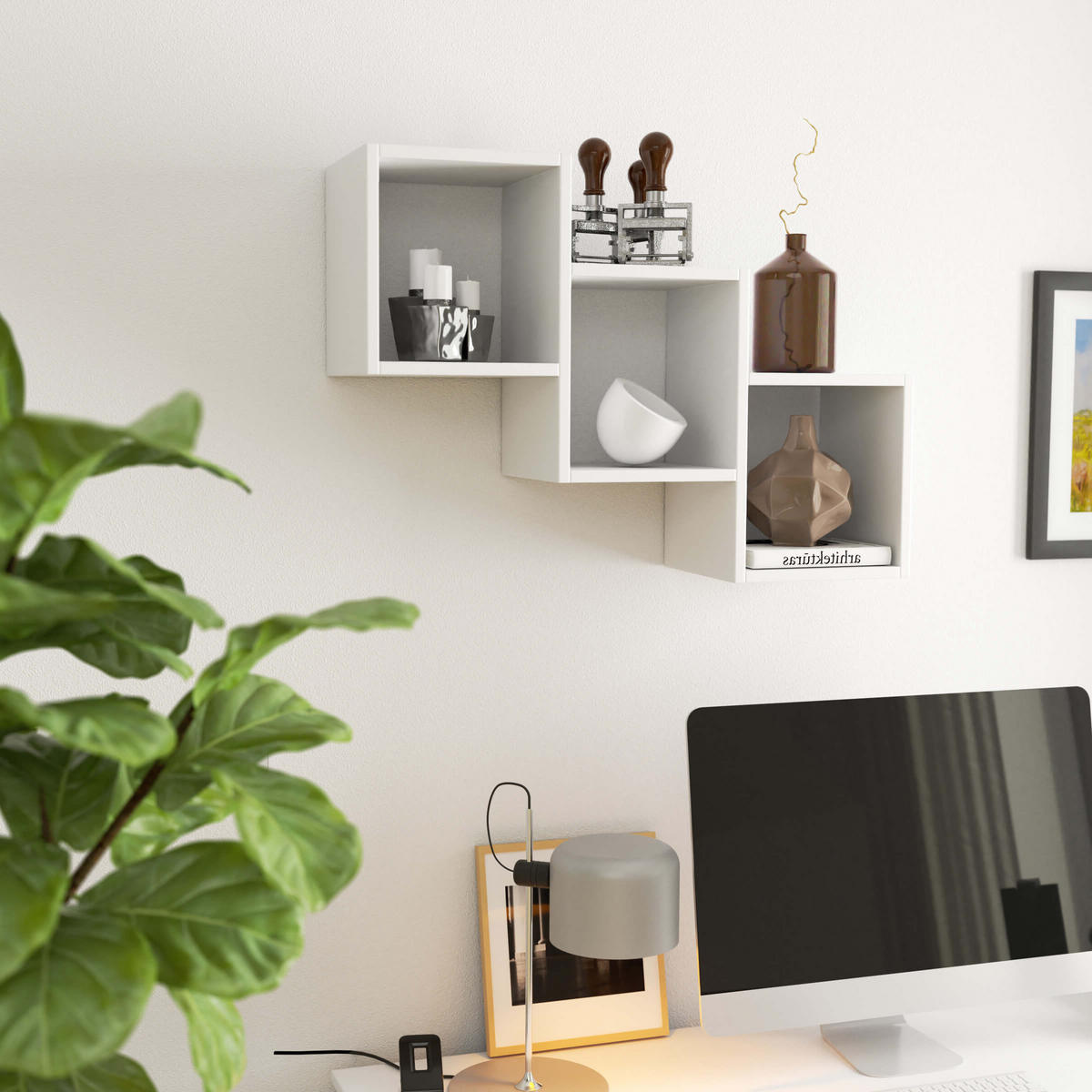 WANDREGAL Weiß 55/78/20 - Weiß, Holzwerkstoff (78/55/20cm) - RAUMHIRSCH FURNITURE