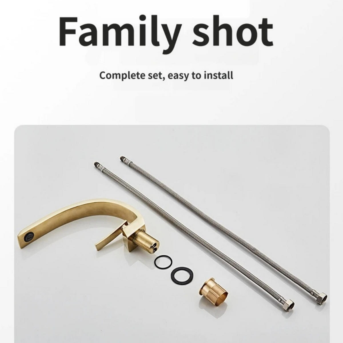 WASCHTISCHARMATUR – Gebürstetes Gold – Inklusive zwei Anschlussschläuchen - Platinfarben, Metall (31/5.5/14cm)