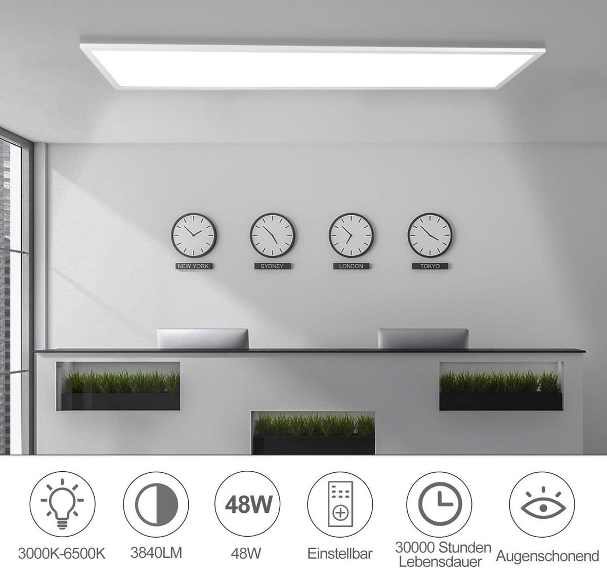 LED-DECKENLEUCHTE Nelly 120/30/1 cm - Weiß, Metall (120/30/1cm) - Nettlife
