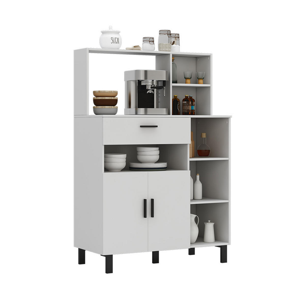 HOCHSCHRANK Emanuel Weiß 90 cm - Weiß, Holzwerkstoff (90/133/40cm) - Vicco