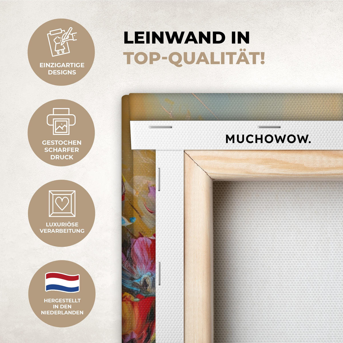 LEINWANDBILD Blumen - Kunst - Natur - Ölgemälde 40x30 cm - Multicolor, Textil (40/30cm) - MuchoWow