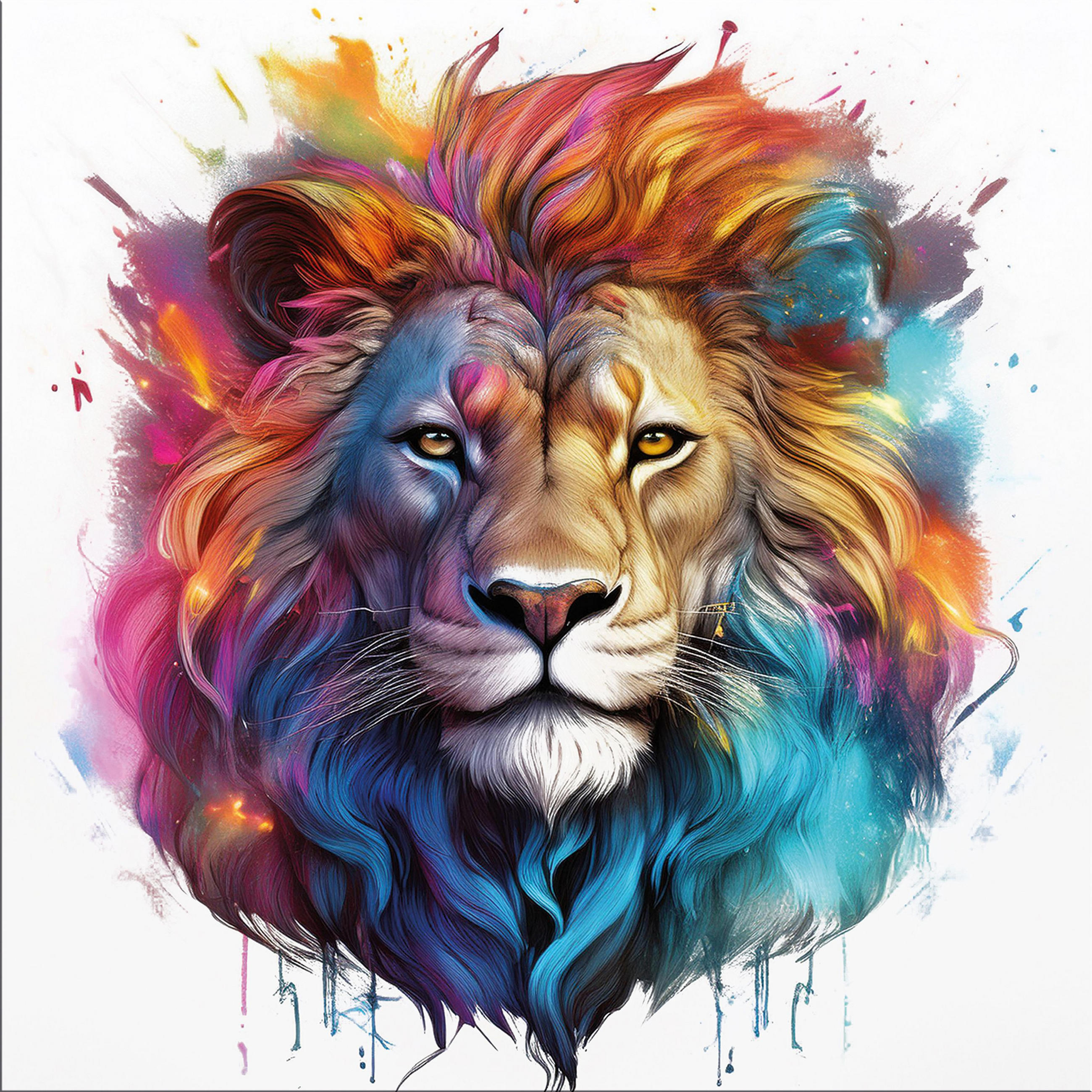 GLASBILD 50x50 cm Löwe Pop Art bunt - Weiß, Glas (50/50cm) - artissimo