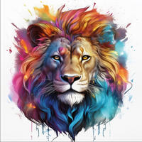 GLASBILD 50x50 cm Löwe Pop Art bunt - Weiß, Glas (50/50cm) - artissimo