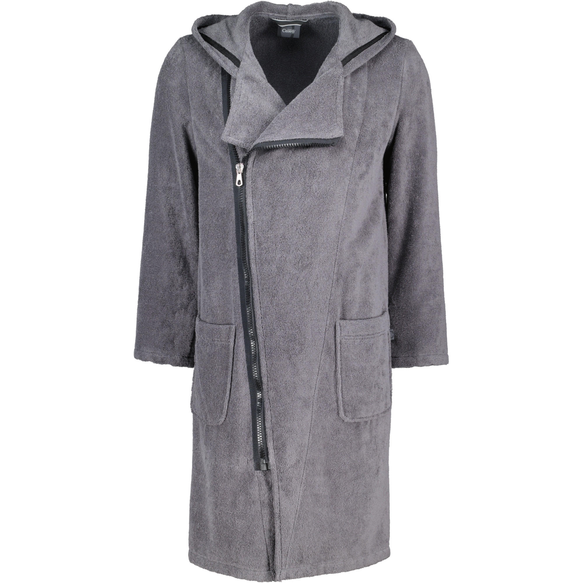 BADEMANTEL HERREN KAPUZE NEW ZIPPER 6516 ANTHRAZIT-SCHWARZ - 774 - Grau, Textil (Lnull) - Cawö