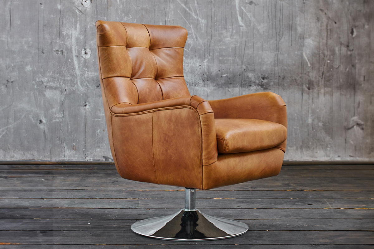 SESSEL RELEXA Braun Leder - Dunkelbraun/Silberfarben, Leder/Metall (69/95/77cm) - KAWOLA
