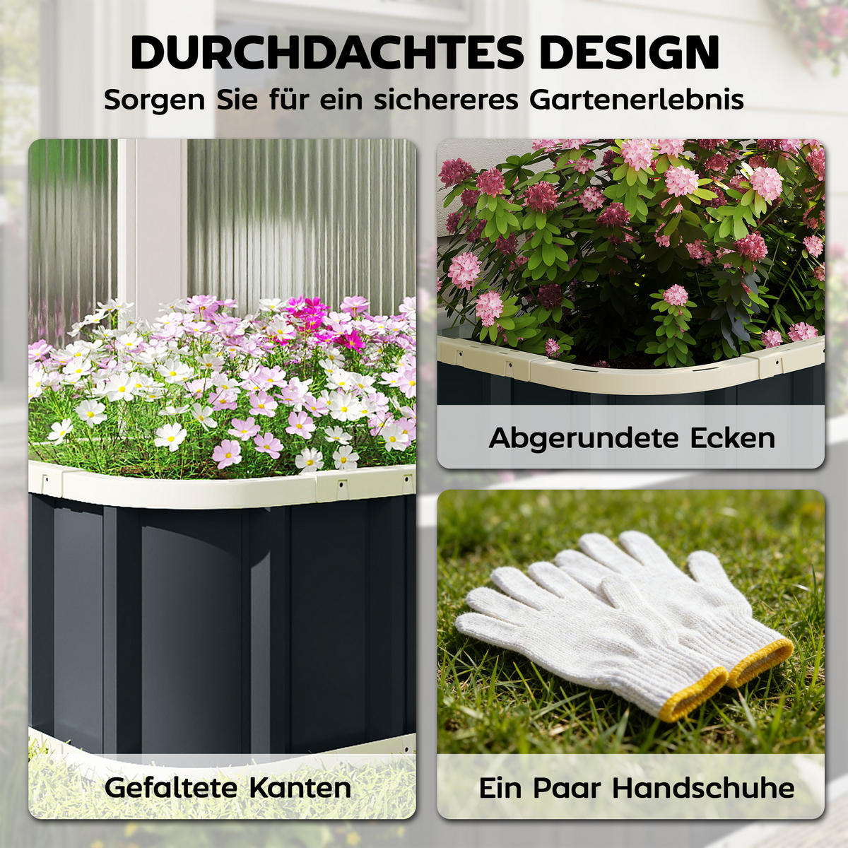 HOCHBEET Verzinkter Stahl Kunststoff Dunkelgrau 136/52/31 cm - Dunkelgrau, Metall (52/31/136cm) - Outsunny