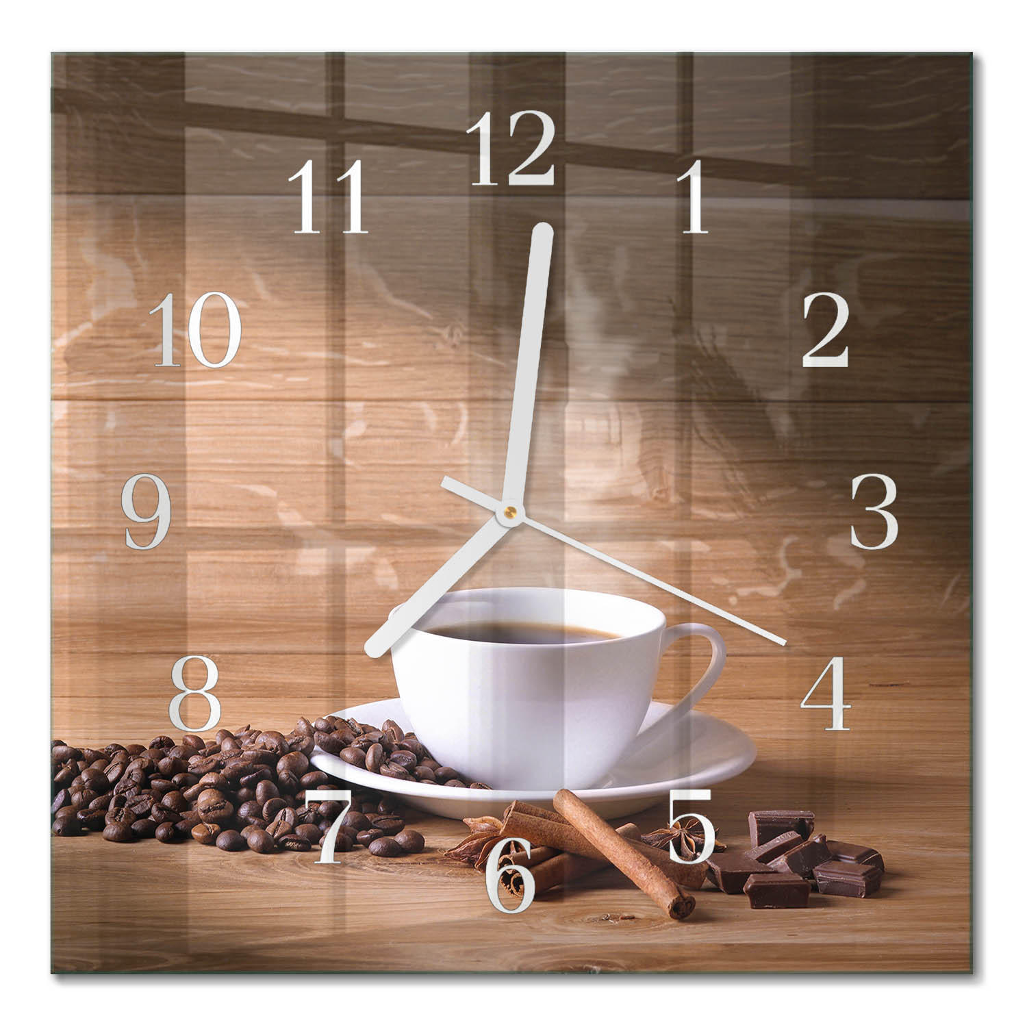 WANDUHR 30x30 cm - Kaffee - Braun, Glas (30/30/0.4cm) - TULUP
