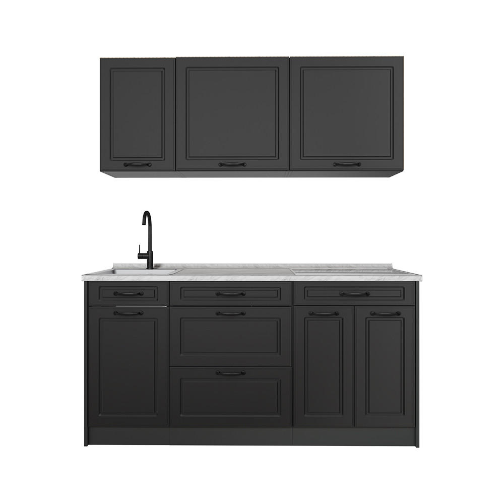 SAMOSTATNÁ KUCHYŇA R-Line, Antracitový vidiecky dom/antracitová, 160 cm Marmori työtaso - antracitová, kompozitné drevo (160/81.6/60cm) - Vicco