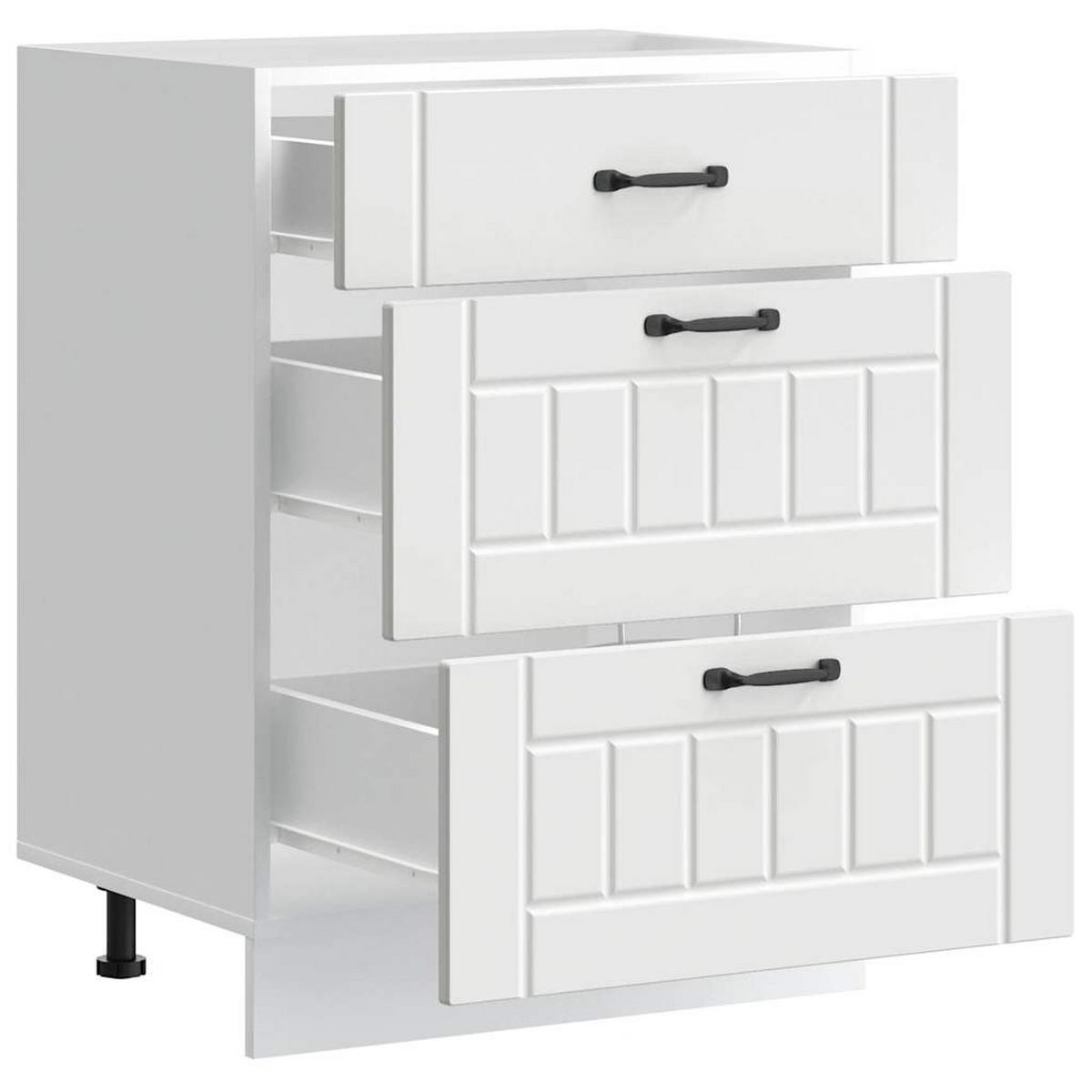 KÜCHENUNTERSCHRANK Lucca mit 3 Schubladen 60/46/81,5 cm aus Holzwerkstoff Weiß - Weiß, Holz (60/81.5/46cm) - vidaXL