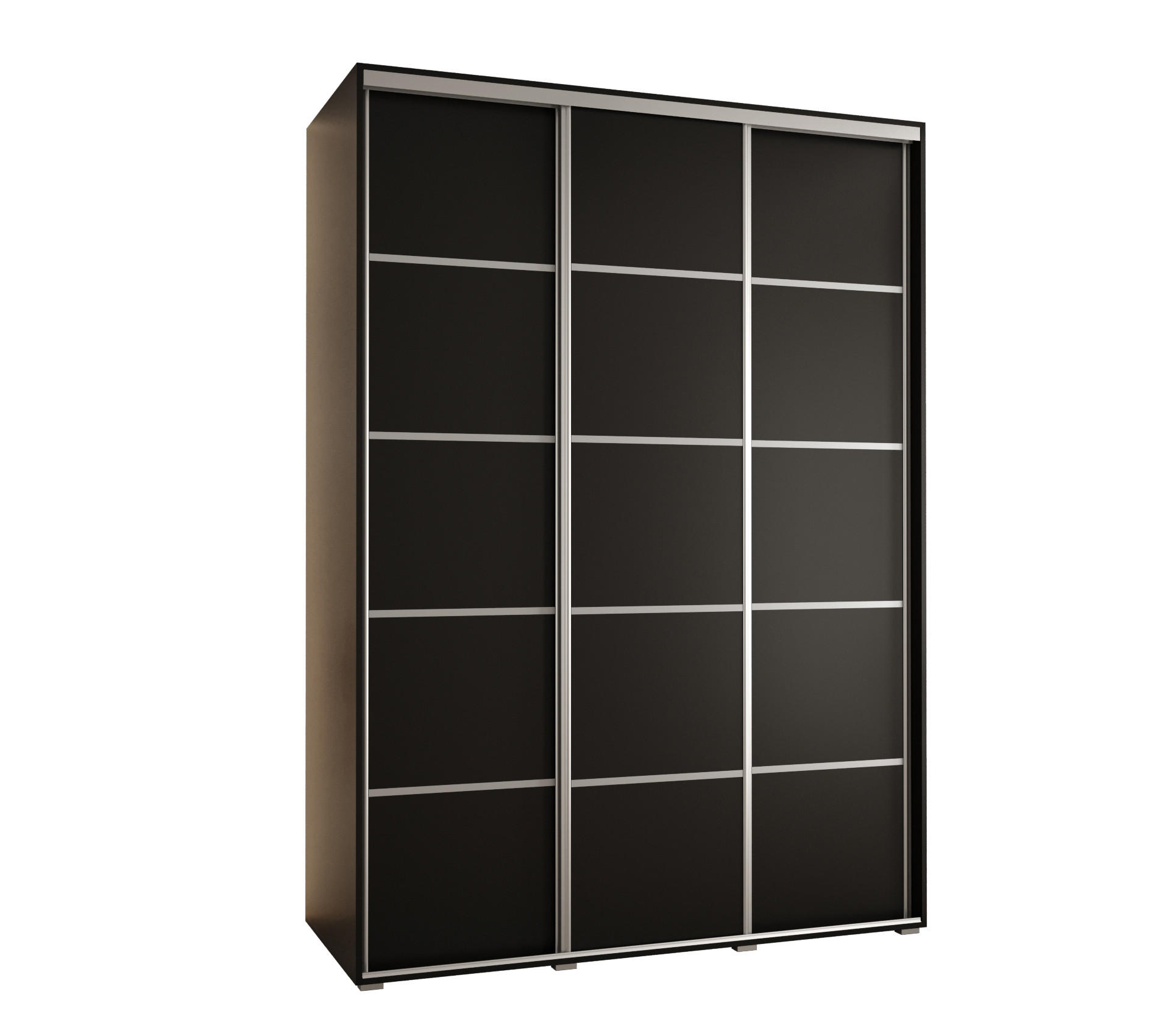 Abiks Möbel Schwebetürenschrank Schwarz, Schwarz, Silber 170x235x60 cm