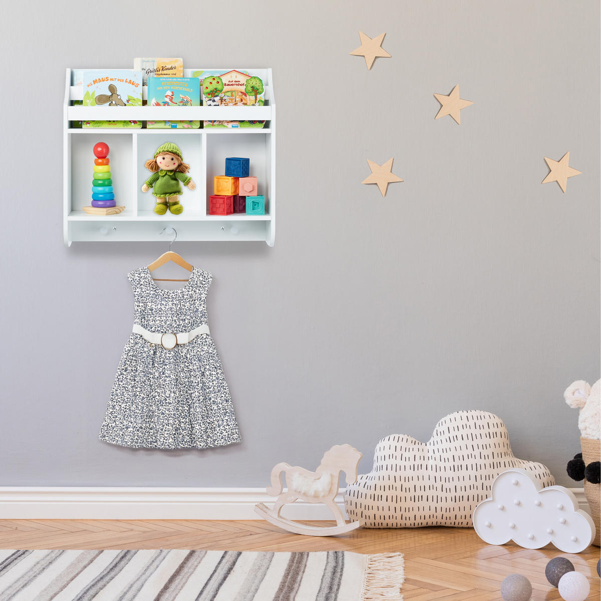 KINDERREGAL - Weiß, Holzwerkstoff (51.5/60/17.5cm) - Relaxdays