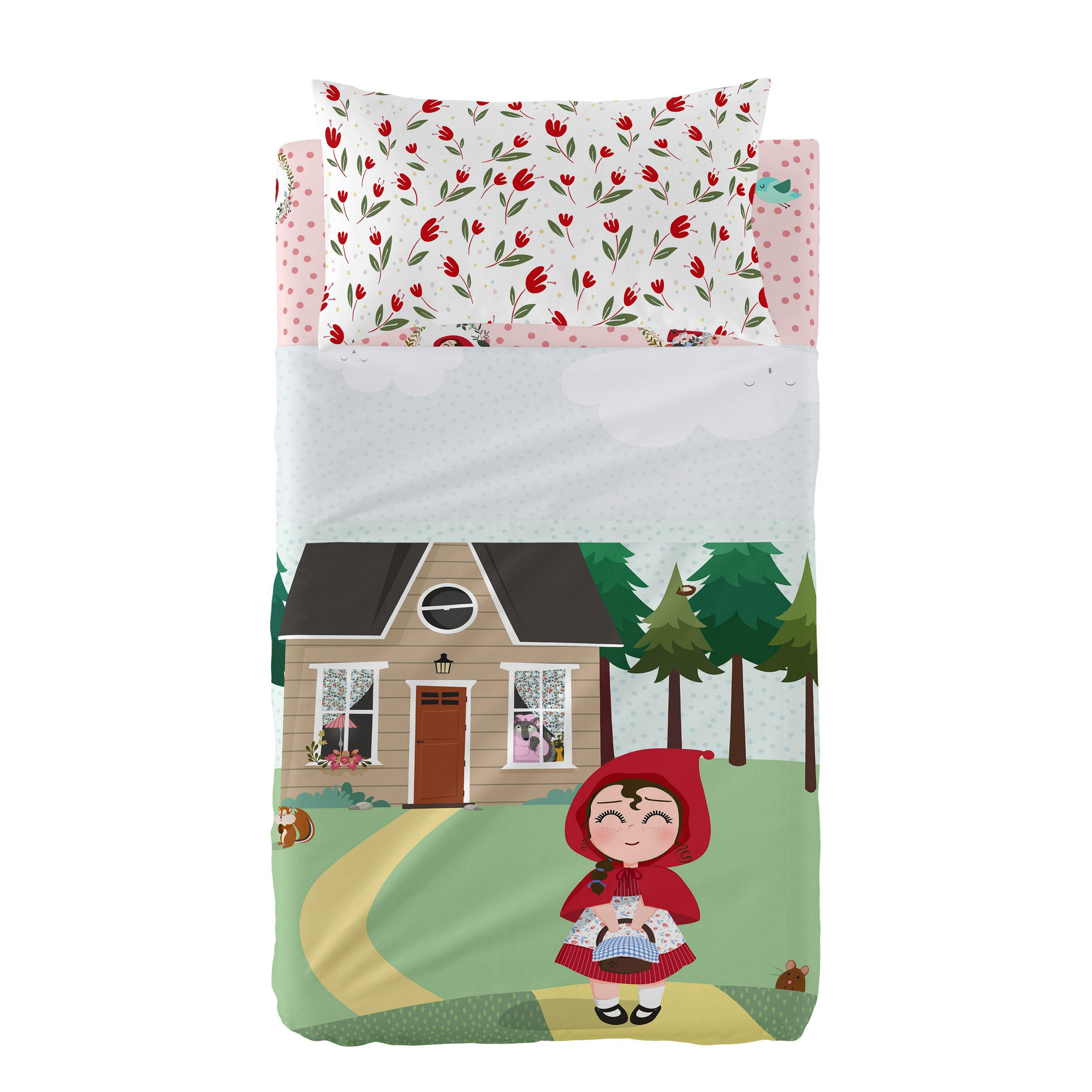 BETTWÄSCHE 2er-Set teiliges red riding hood 100x130 cm (kinderbett) mehrfarbig - Multicolor, Textil (100/130cm) - Happy Friday