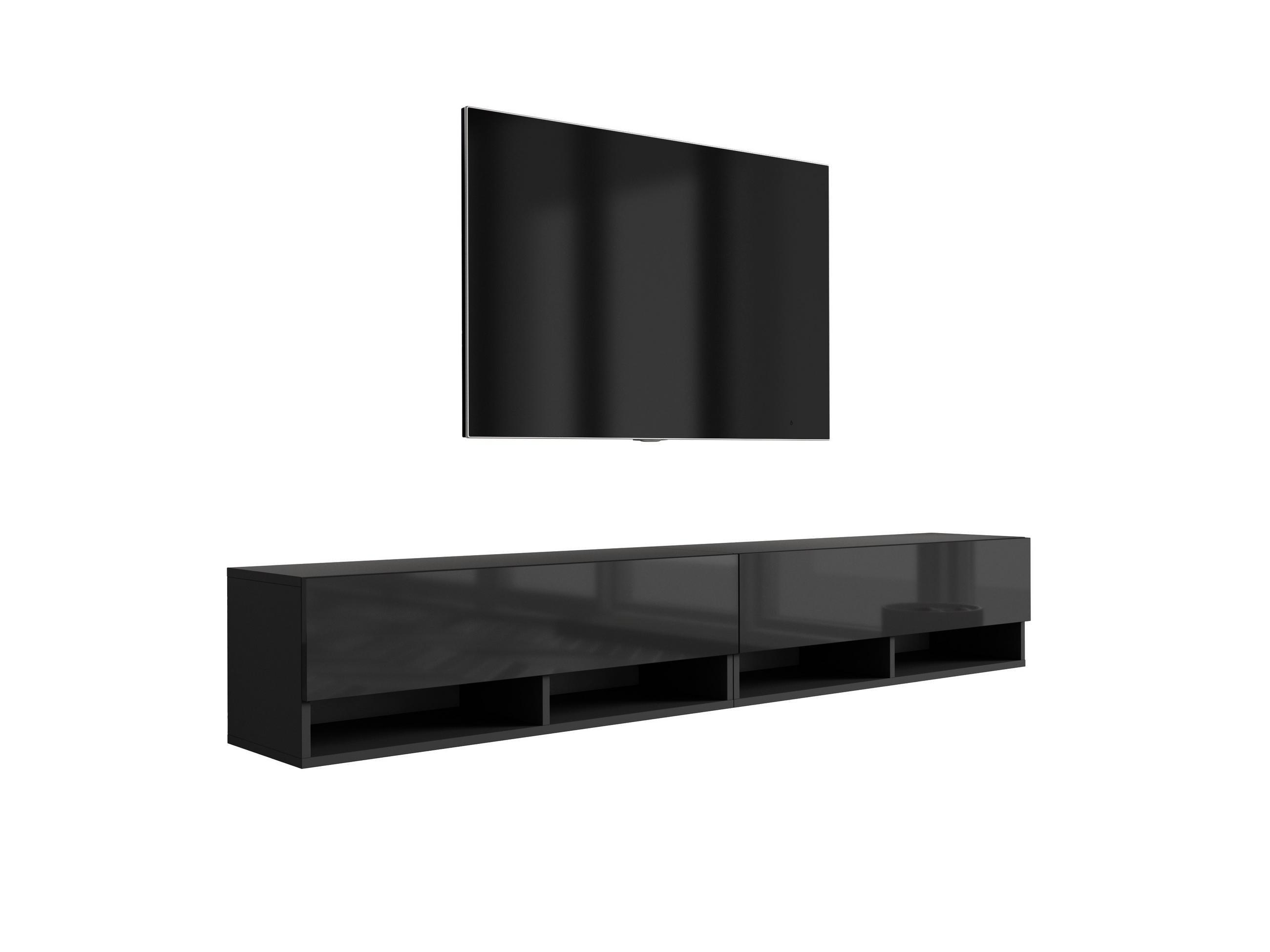 TV-LOWBOARD 200 (2 x 100) cm Mattschwarz / Hochglanzschwarz, 200 × 32 × 34 cm - Schwarz, Holzwerkstoff (200/33.6/32cm) - 3XE LIVING