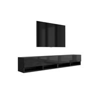 TV-LOWBOARD 200 (2 x 100) cm Mattschwarz / Hochglanzschwarz, 200 × 32 × 34 cm - Schwarz, Holzwerkstoff (200/33.6/32cm) - 3XE LIVING