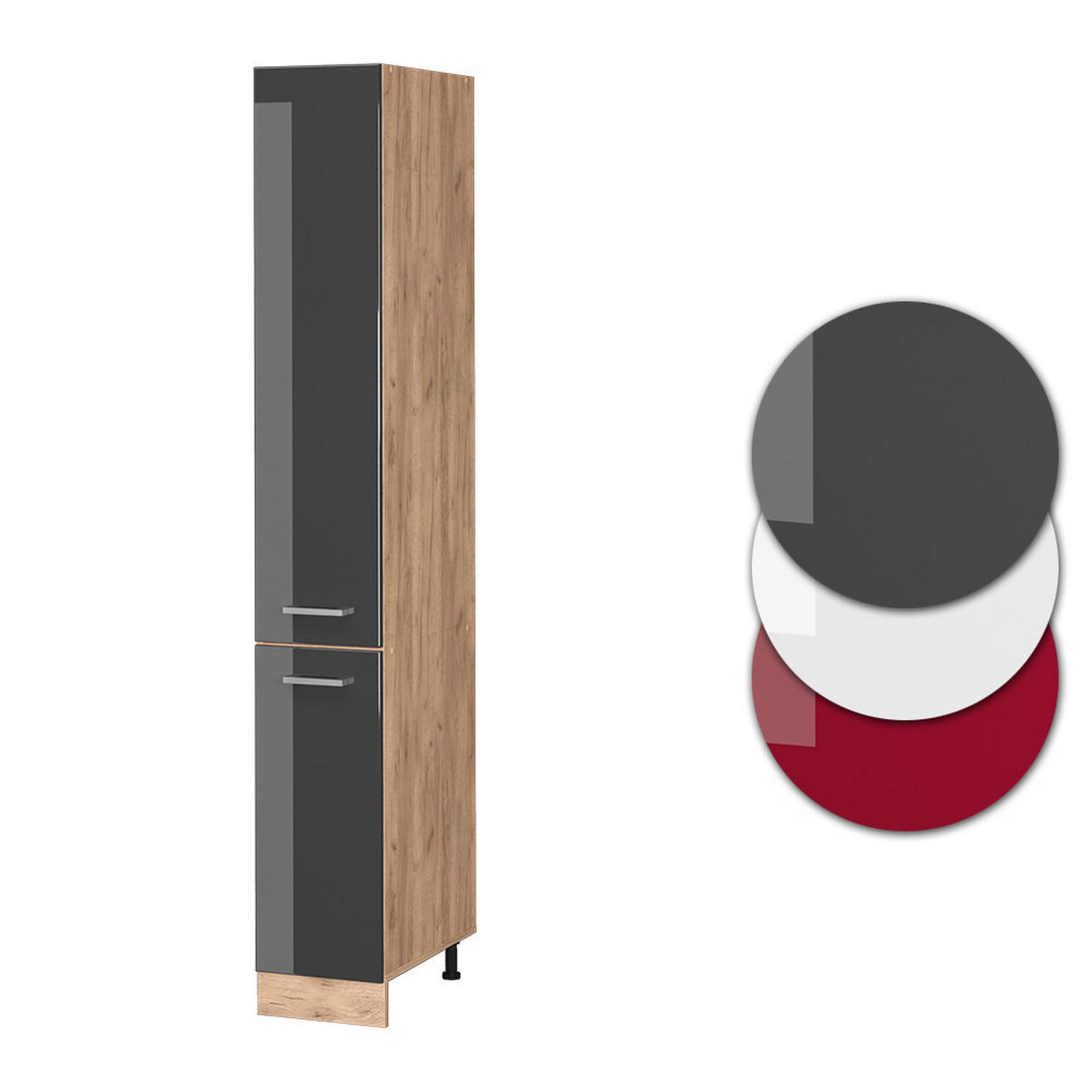 APOTHEKERSCHRANK R-Line Anthrazit Hochglanz 30 cm - Honigeiche/Schwarz Hochglanz, Holzwerkstoff (30/206.8/57.2cm) - Vicco