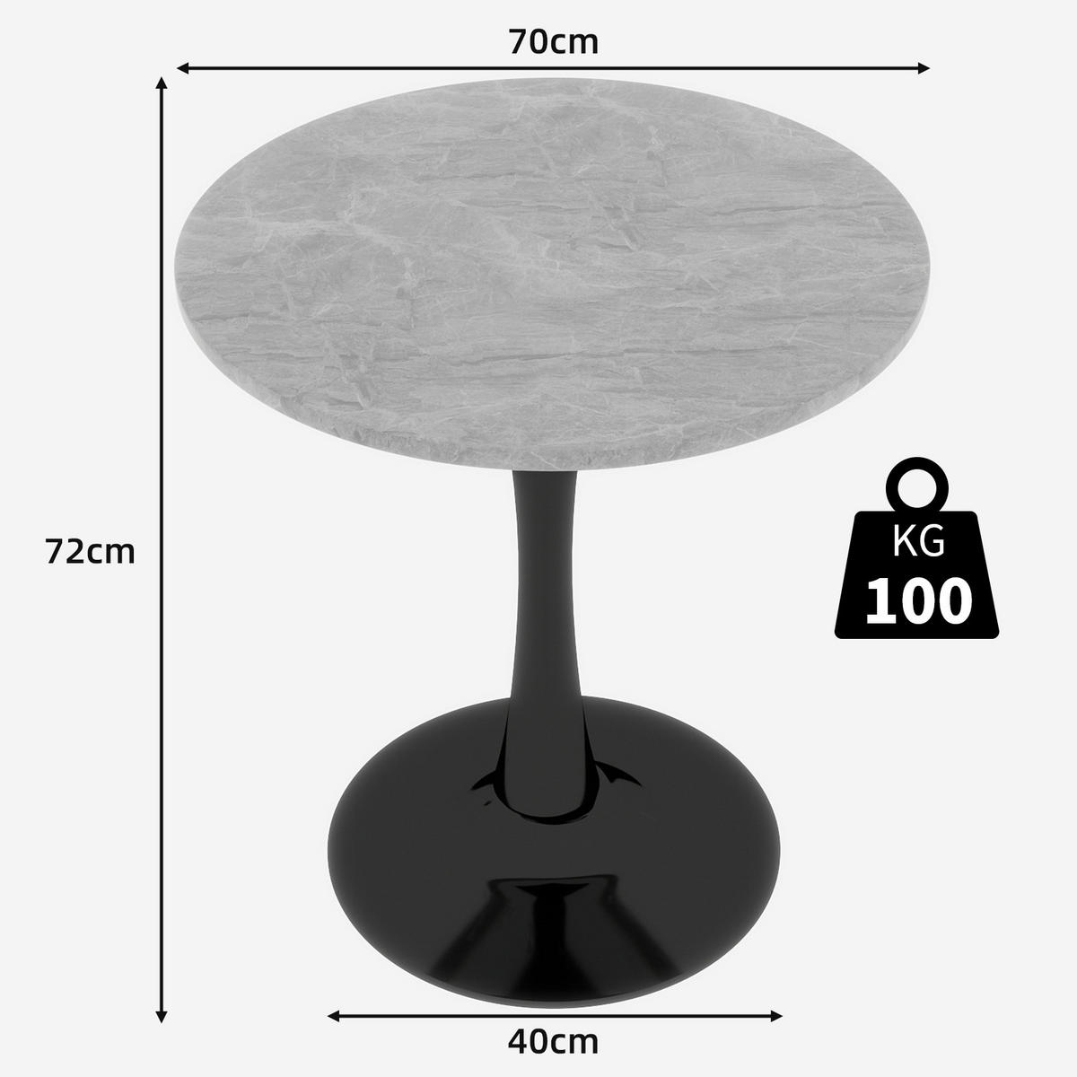 COUCHTISCH 70.1 cm schwarz/grau aus Kunstmarmor mit modernem Design - Grau, Stein (70/70/72cm) - OKMYHOME