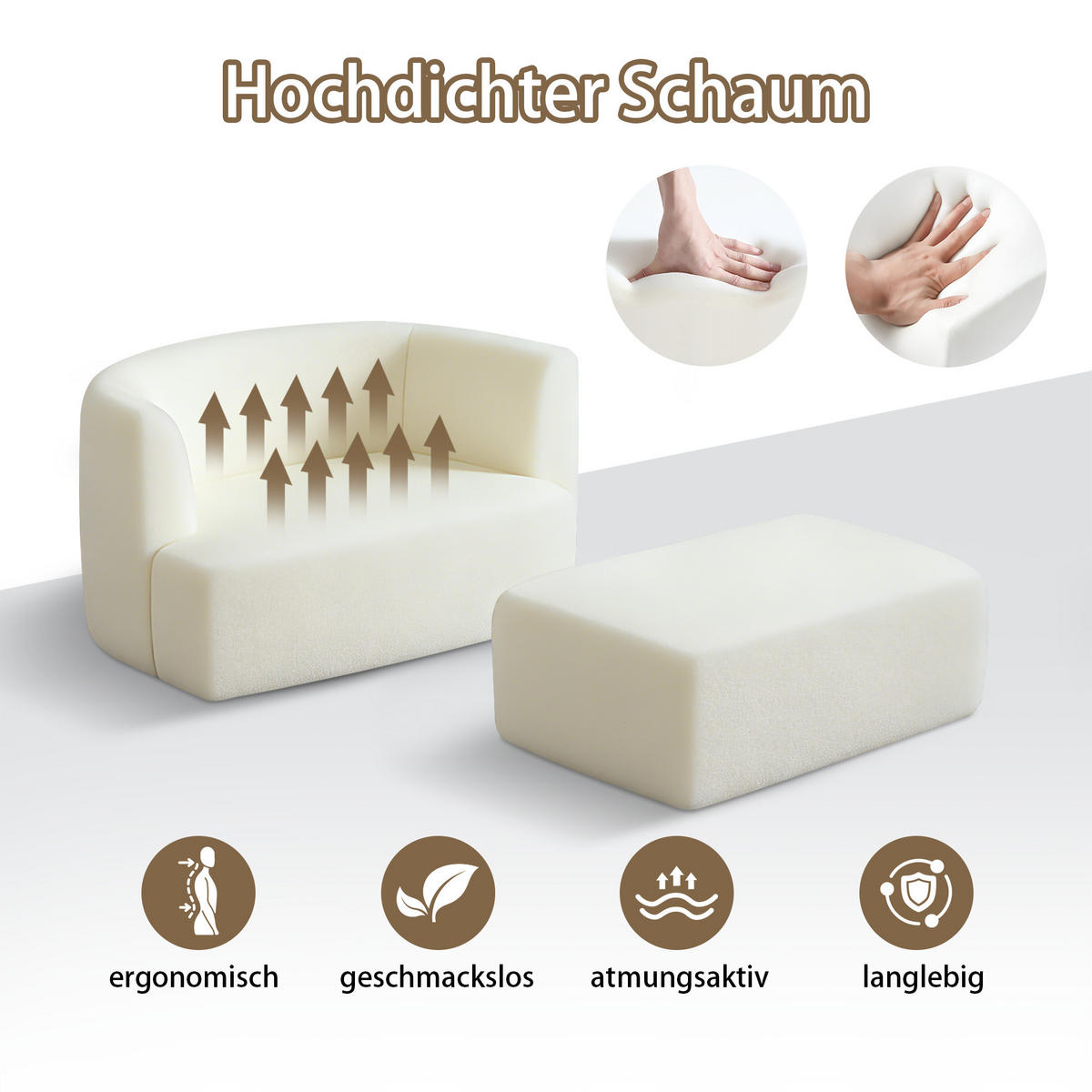 SESSEL DE-35257 mit Hocker Beige - Beige, Textil (89/77/115cm) - ComfortXL