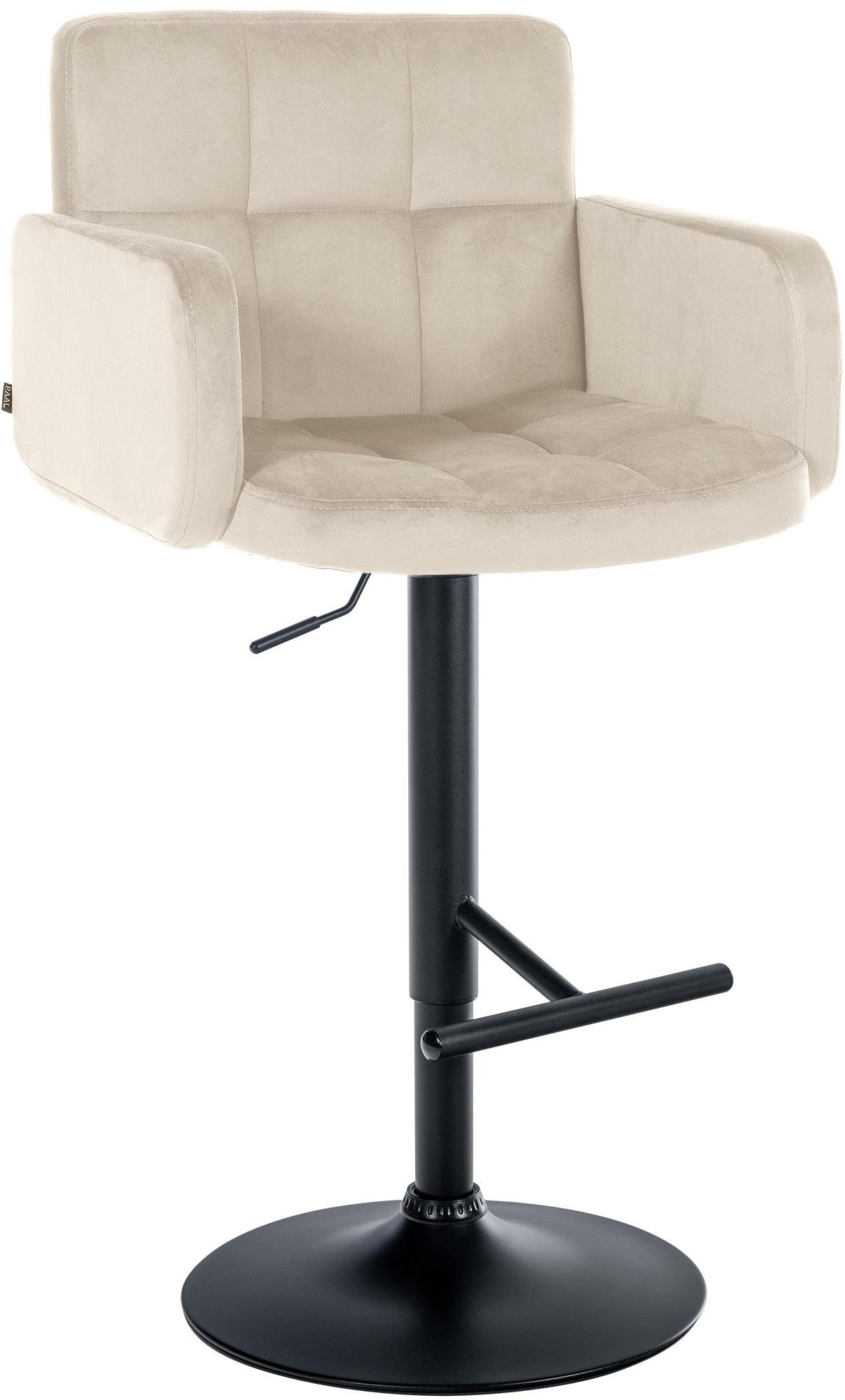 BARHOCKER Samt Creme - Creme/Schwarz, Textil/Metall (60/93/56cm) - CLP