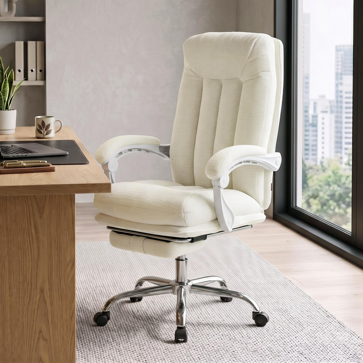 BÜROSTUHL Creme 69.0/68.0/117.0 cm - Creme, Textil (68/117/69cm)