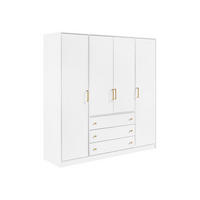 DREHTÜRENSCHRANK CLASSIC 200/196/58 cm in Weiß/Gold - Goldfarben/Weiß, Holzwerkstoff (196/58/200cm) - Deine Möbel 24