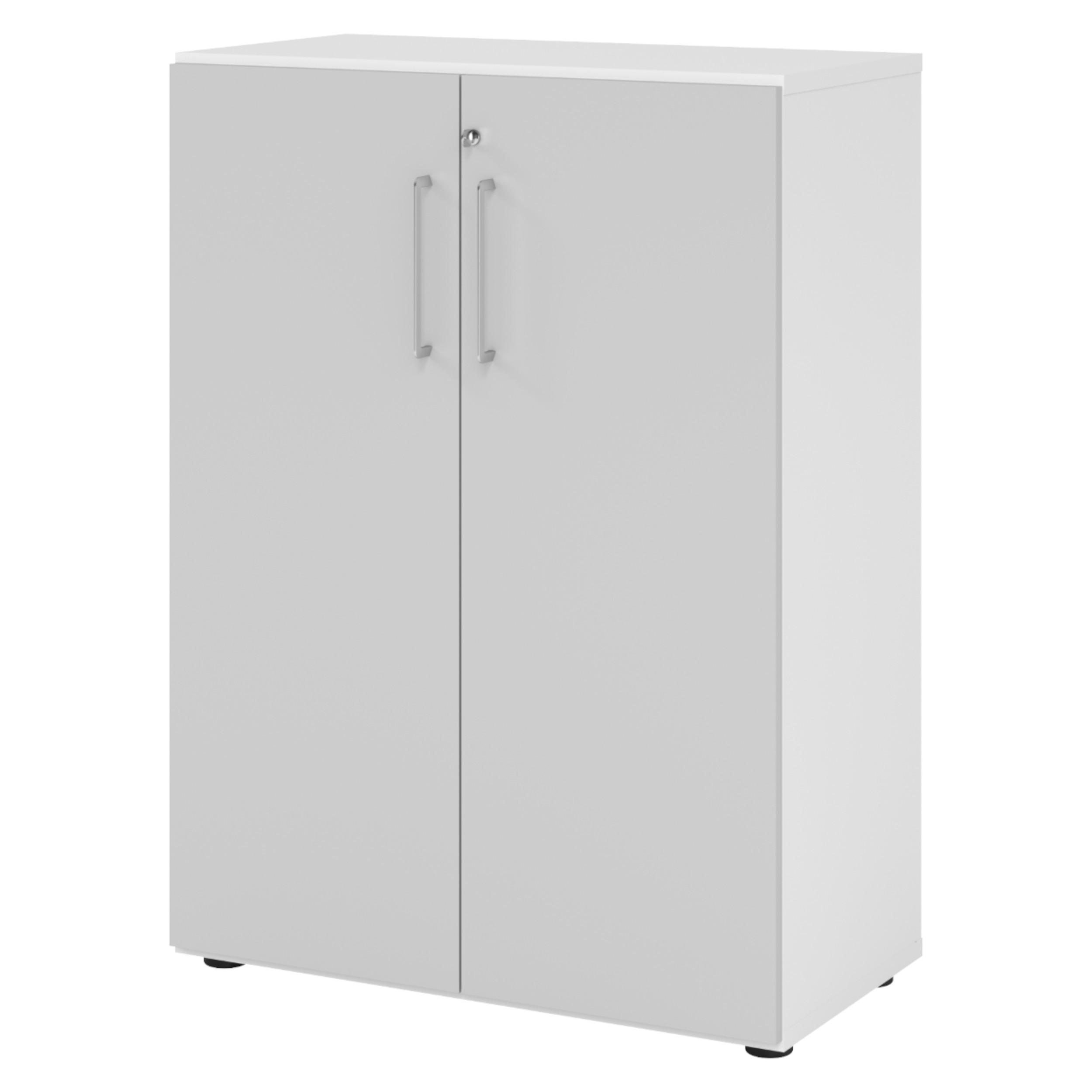 AKTENSCHRANK - 3 Ordnerhöhen 42/80/110 cm in Weiß/Grau - Weiß/Grau, Holzwerkstoff (80/110/42cm) - bümö