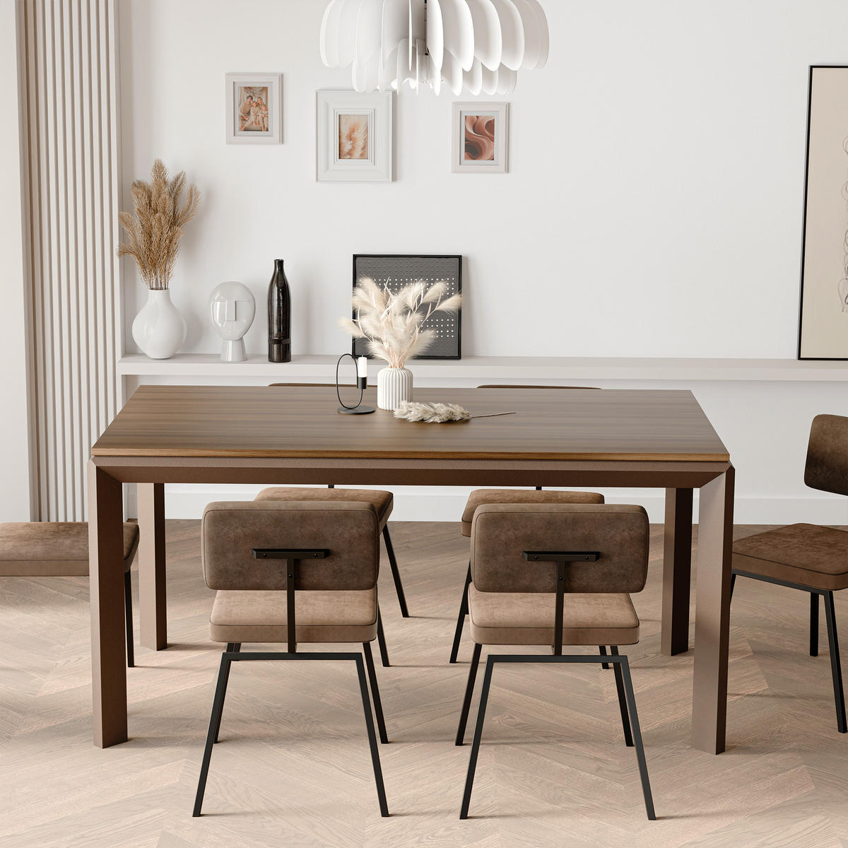 AUSZIEHTISCH FARO 180-270/90/76 cm, Franklin-Nussbaum / Braun - Nussbaumfarben/Braun, Holzwerkstoff/Metall (90/180/76cm) - Idohome