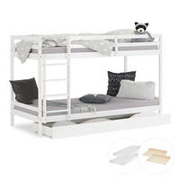 ETAGENBETT mit Matratzen 90/200 cm mit Stauraum - Weiß, Holz - Homestyle4u