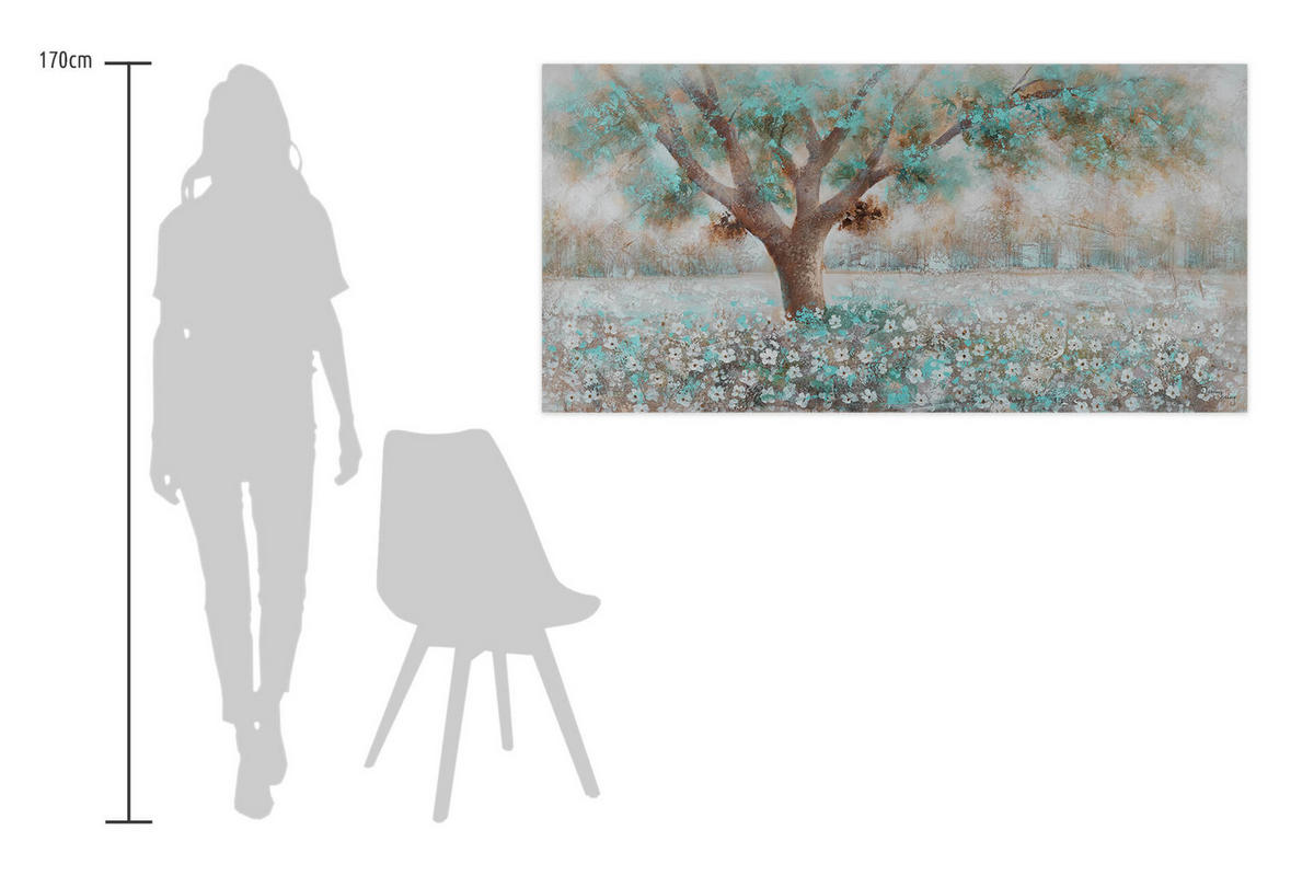 ÖLGEMÄLDE 140/70 cm - Weiß/Braun, Holz/Textil (140/70cm) - KUNSTLOFT