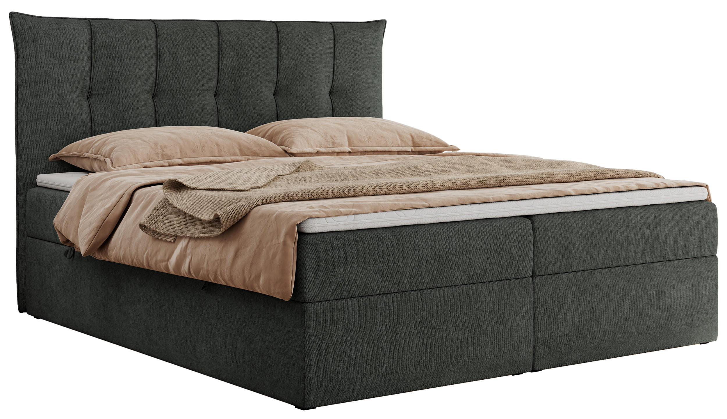 BOXBETT PREMIUM 10 160/200 Dunkelgrau Struktur - H3 - Dunkelgrau, Holz/Textil (160/200cm) - MKS