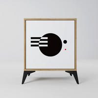 SIDEBOARD BLACK AND WHITE COMBINATION, Eichefarben, 57,5x42x70,5 cm, Schwarze Metall-Sternfüße - Eichefarben/Multicolor, Holzwerkstoff/Metall (57.5/70.5/42cm) - SpaceRebels